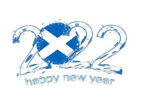 feliz año nuevo 2022 con bandera de Escocia. vector