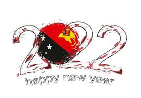 Happy New 2022 Year with flag of Papua New Guinea. vector