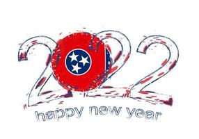 Happy New 2022 Year with flag of Tennessee. vector