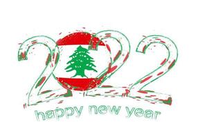 Happy New 2022 Year with flag of Lebanon. vector