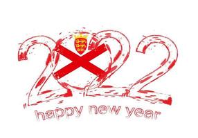 Happy New 2022 Year with flag of Jersey. vector