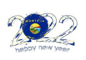 Happy New 2022 Year with flag of Montana. vector