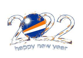 Happy New 2022 Year with flag of Marshall Islands. vector