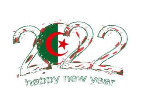 Happy New 2022 Year with flag of Algeria. vector