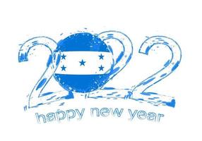 Happy New 2022 Year with flag of Honduras. vector