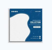 Blue color winter collection fashion social media post and web banner template design vector