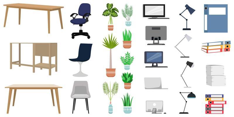 Equipment set for office home office set with chair table pc laptop pc board table lamp