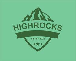 logotipo minimalista de piedra alta con color verde vector