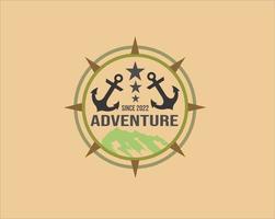 diseño de plantilla de logotipo de aventura con dos anclas vector