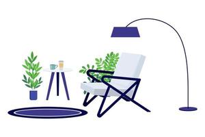 Freelancer workplace with modern sofa and floor lamp vector