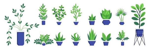 Hosue and office plants big set with different  cute plant and tree set isolted vector