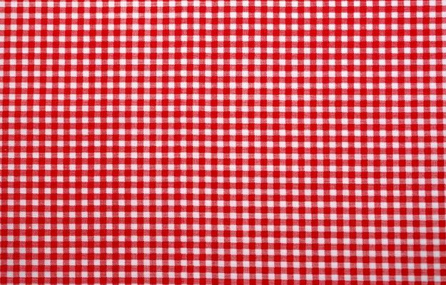 Red and white checkered tablecloth. Top view table cloth texture