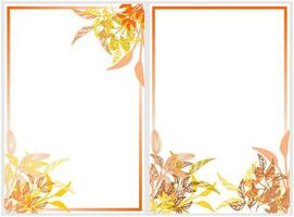 geometric floral frame orange color, herbal frame vector