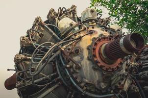 9 cylinder Radial Engine of old airplane,Vintage style photo