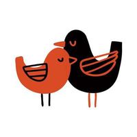 bird hug each other. cute birds in love. Valentine's Day. vector illustration isolated on white background.