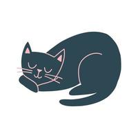 cute pink cat sleeps with closed eyes. flat vector illustration isolated on white background.