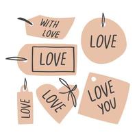 set with tags in a flat style. hand-drawn tags for decoration. vector illustration isolated on white background.