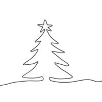 Continuous line drawing vector illustration of a Christmas tree. Christmas concept. New Year holiday. postcard design.