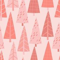seamless pattern with fir trees with different textures. festive vector hand drawn illustration. print for fabric, wrapping paper, takeaway tableware.