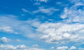 Beautiful blue sky and white cumulus clouds abstract background. Cloudscape background. Blue sky and fluffy white clouds on sunny day. Nature weather. Cotton feel texture. White soft clouds background photo