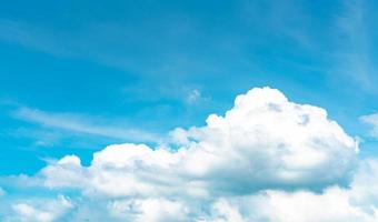 Beautiful blue sky and white cumulus clouds abstract background. Cloudscape background.  Blue sky and white clouds on sunny day. Nature weather. Bright day sky for happy day background photo