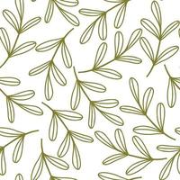 seamless pattern with plants in doodle style. stalk with leaves. vector illustration isolated on white background. design for fabric.