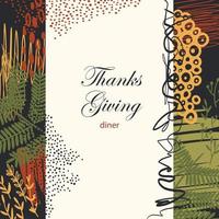 Thanksgiving greeting cards and invitations. Vector hand-drawn illustration.