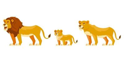 Lion family three quarter view. vector