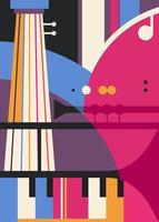 Abstract poster with different music instruments. vector