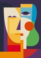 Asymmetric abstract portrait. Creative placard design in flat style.