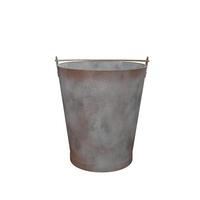 3D rendering old bucket with rusty handle on white background photo