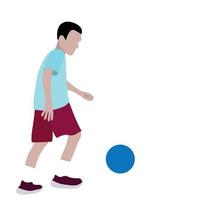 retrato de un tipo corriendo con una pelota de fútbol, vector aislado de fondo blanco, ilustración sin rostro, un tipo jugando al fútbol