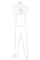 Sketch portrait of a guy with hands above his head, flat vector, isolate on white background vector