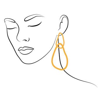 Portrait. A woman's face and colored spots. A continuous line of a portrait of a girl. Continuous drawing in one line. vector