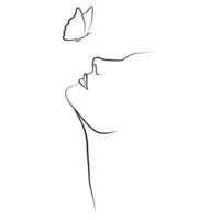 Continuous line, drawing of established faces and hairstyles, fashion concept, minimalist female beauty. vector