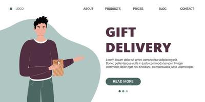 Gift delivery template banner, website design, concept, commercial vector