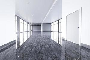 Modern empty office interior with big windows. photo