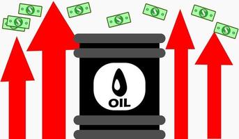 rising the price of oil, oil barrel, petro dollar uptrend, rising crude oil prices, rising price oil barrel illustration vector, eps, vector