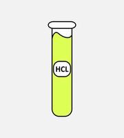 tubo de ensayo de ilustración vectorial lleno de líquido hcl diseño plano bueno para el diseño de elementos ppt, símbolo de interfaz de usuario vector