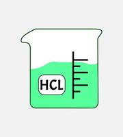 ilustración vectorial equipo de vaso de precipitados para laboratorio de ciencias lleno de líquido hcl bueno para el diseño de elementos. vector