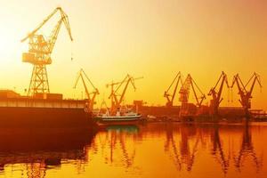 Cranes in historical shipyard in Gdansk, Poland photo