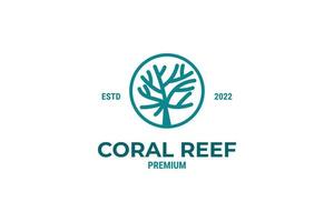 Flat coral reef logo design vector template illustration