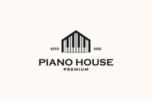 ilustración de plantilla de vector de diseño de logotipo de casa de piano plano