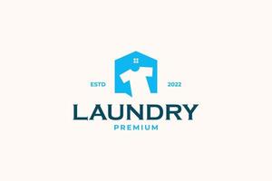 Flat laundry house logo design vector template illustration