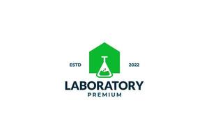 Flat glass laboratory logo design vector template