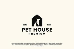 plantilla de vector de diseño de logotipo de casa de mascota plana
