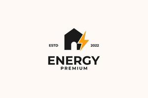 ilustración de plantilla de vector de diseño de logotipo de casa de energía plana