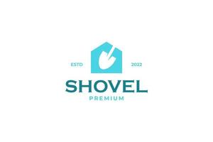 Flat shovel house logo design vector template