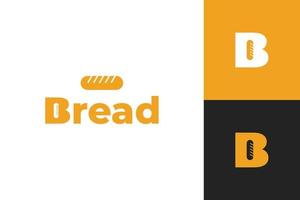 Flat letter B with bread logo design vector template