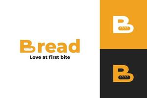 Flat letter B with bread logo design vector template